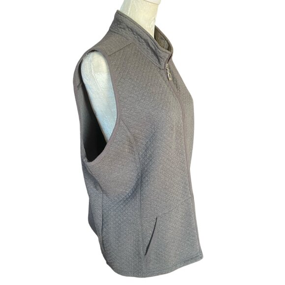 Laura Scott XL Petite gray sleeveless zip up vest with pockets women's - Picture 2 of 9